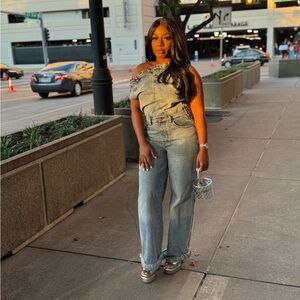 Stylish Off-Shoulder Denim Jumpsuit